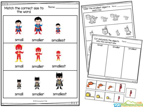 Free Printable Small Smaller And Smallest Math Worksheets