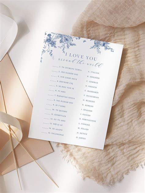 I Love You Around The World Bridal Shower Game Template Printable