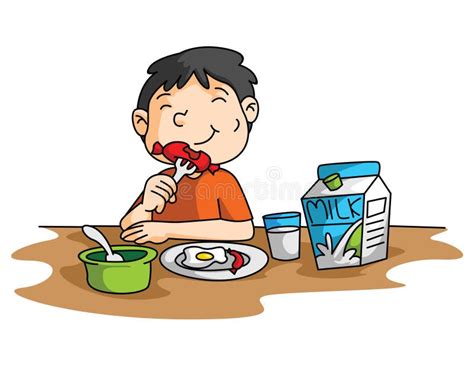 Cartoon Boy Having Breakfast Stock Illustrations 279 Cartoon Boy