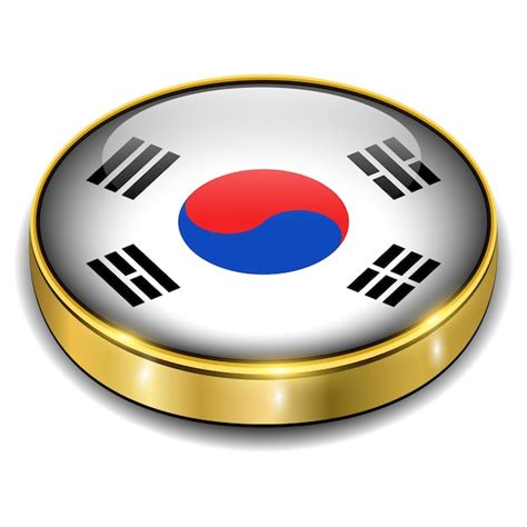 Südkorea Südkorea Flagge 3D Schaltflächenvektor Premium Vektor