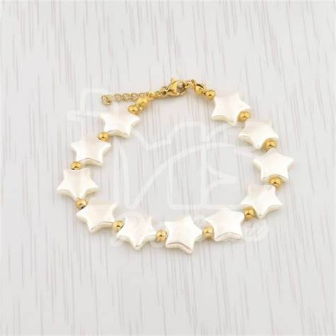 Pulsera De Acero Quir Rgico Dorado Y Perlas Stars Joyer A Ivis