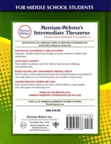 Merriam Webster S Intermediate Thesaurus Grades