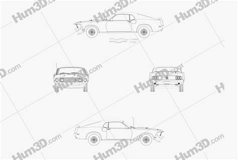 Ford Mustang Mach 1 351 1969 Blueprint Hum3D