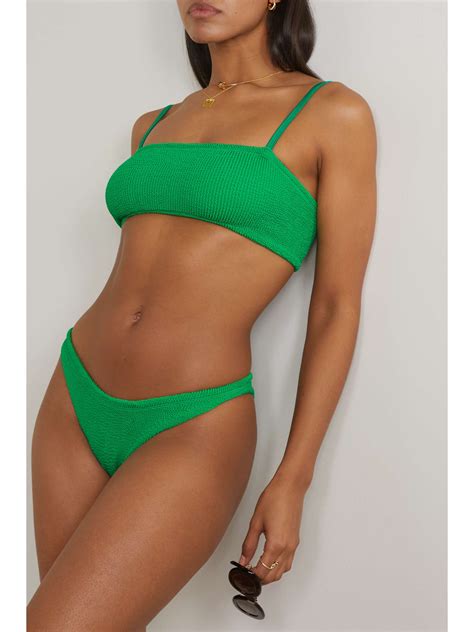 HUNZA G NET SUSTAIN Gigi Seersucker Bikini NET A PORTER