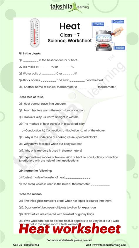 Heat Worksheet For Th Grade Science