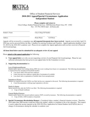 Fillable Online Utica Appeal Special Circumstance Application