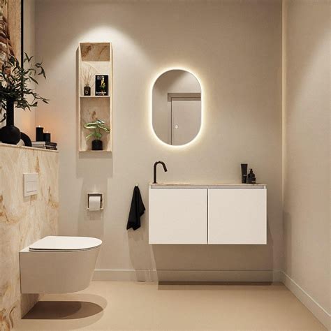 MONDIAZ TURE-DLUX 100cm toiletmeubel Talc. EDEN wastafel Frappe positie