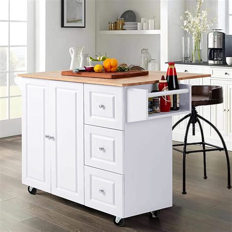 Buy PHI VILLA Kitchen Island Cart on Wheels - Portable Kitchen Island with Drop Leaf, Rolling ...