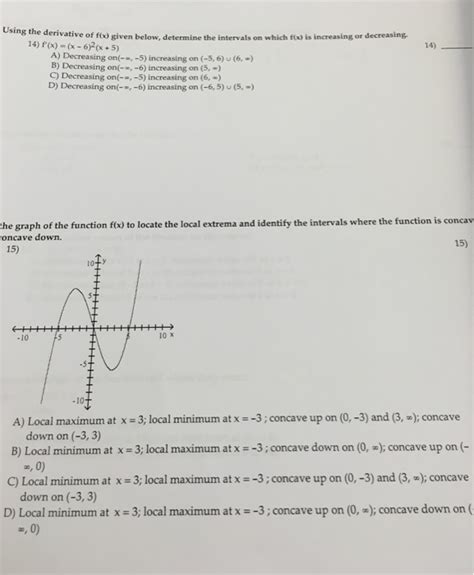 Solved Using The Derivative Of Fx Given Below Determine