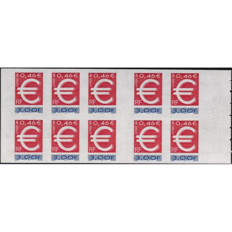 Carnet de 10 timbres autoadhésifs Euro variété N3215 C1b