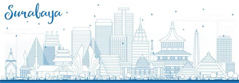 Outline Surabaya Skyline with Blue Buildings. 16411295 Vector Art at Vecteezy