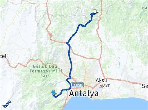 A Map Showing The Route To Antalyya