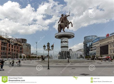 Centro De Ciudad De Skopje Y Alexander El Gran Monumento Macedonia