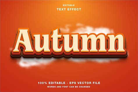 Efecto de texto editable 3d de otoño Vector Premium