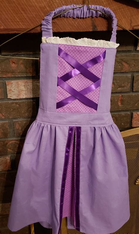 Rapunzel Dress Up Apron Made Of Pre Washed Cotton With Ribbon And Lace