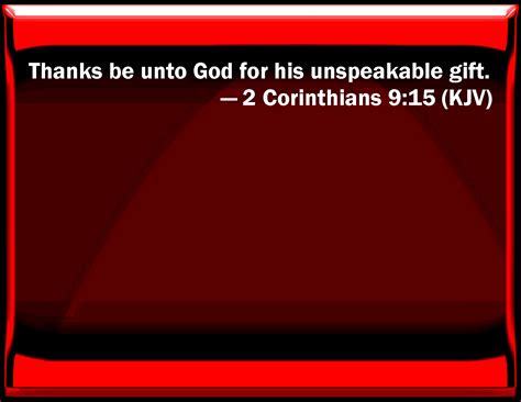 Corinthians Thanks Be To God For His Unspeakable Gift