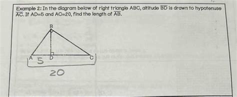 Solved Example In The Diagram Below Of Right Triangle Abc Altitude