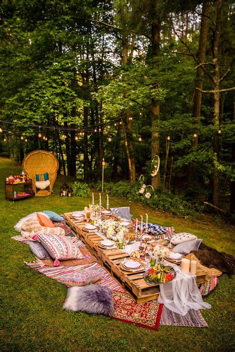 Comida Picnic Outdoor Dinner Parties Boho Backyard Dinner Party