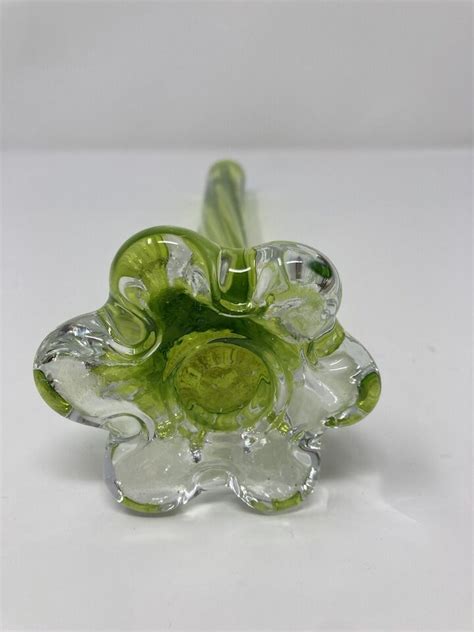 Vintage Mcm Geometric Elephant Foot Cased Glass Bud Vase Twisted Lime Green Ebay