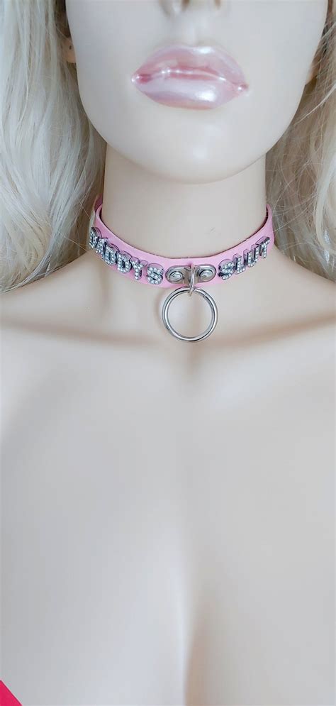 Daddy S Slut Rhinestone Mature Bdsm Collar Fetish Kinky Etsy