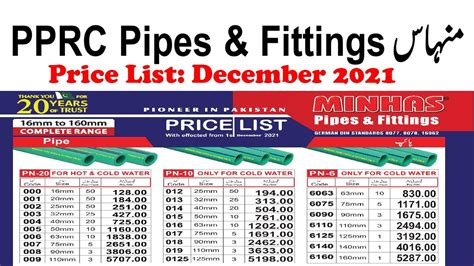 Minhas Pprc Pipes And Fittings Price List Minhas Pprc Pipes And