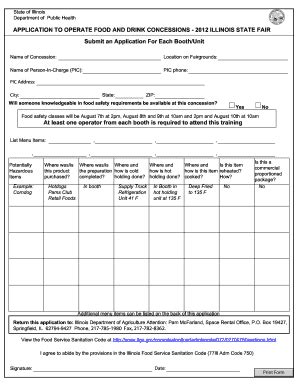 Fillable Online Agr State Il Application To Operate Food And Drink