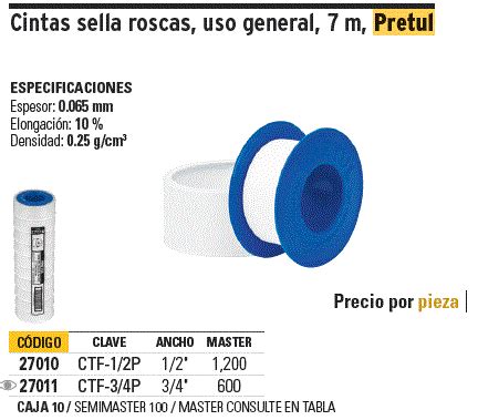 Ctf P Truper Cinta Sella Roscas X M De Largo Pretul