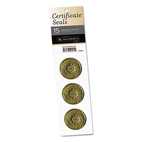 Gold Certificate Seals, "achievement", 1 3/4" Dia, Gold, 15/pack ...