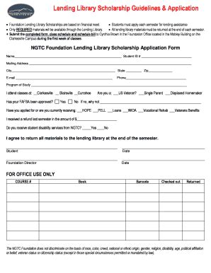 Fillable Online Northgatech NGTC Foundation Lending Library Scholarship