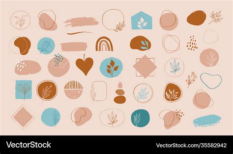 Collection Hand Drawn Abstract Brush Royalty Free Vector