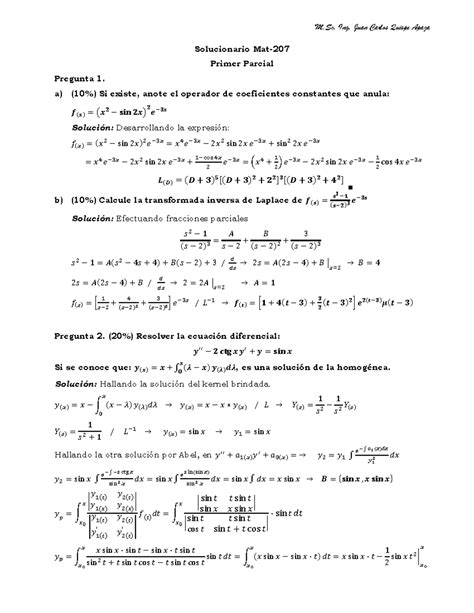 2 Solucionario Segundo Parcial Mat 207 M Ing Juan Carlos Quispe