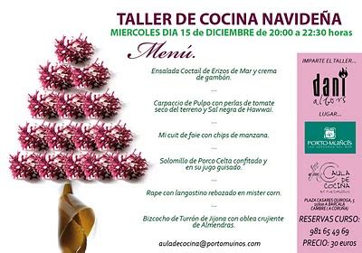 Aula de Cocina Porto Muiños Nuevo curso Taller de COCINA NAVIDEÑA con