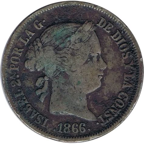 40 Céntimos de Escudo 1866 66 Isabel II Madrid