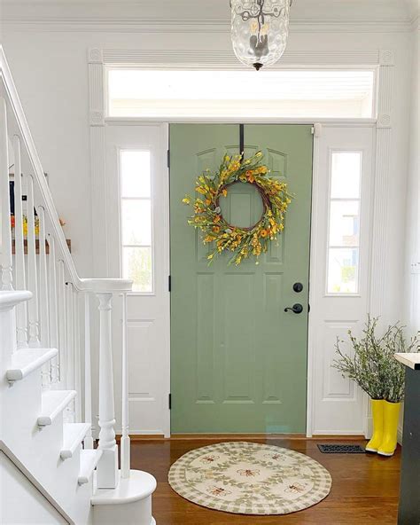 Green Door Entryway With Wood Flooring Soul Lane