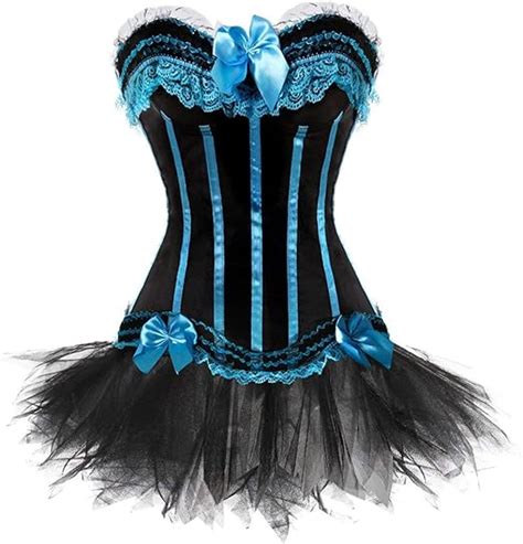 Damen Gothic Corsage Korsett Vollbrust Dessous Korsage Mit Tutu Rock