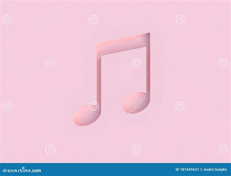 Icono De La Nota Musical 3d Sobre Fondo Rosa Pastel Stock De