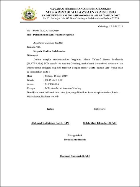 contoh surat permohonan baksos  kodim surat permohonan desain