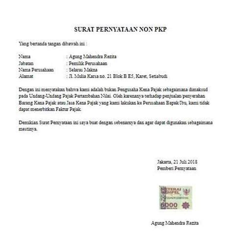 Contoh Surat Pernyataan Diri Ruang Sipil