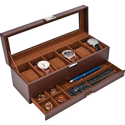 Procase Watch Box Organizer For Men Slot Watch Display Case With