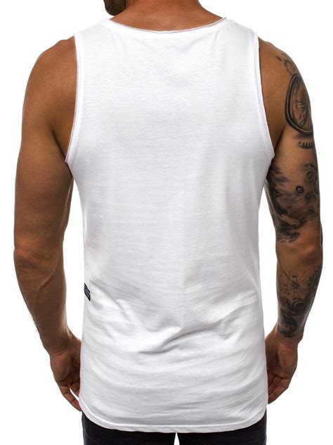 Camiseta Sin Mangas De Hombre Blanca OZONEE O 1269 OZONEE