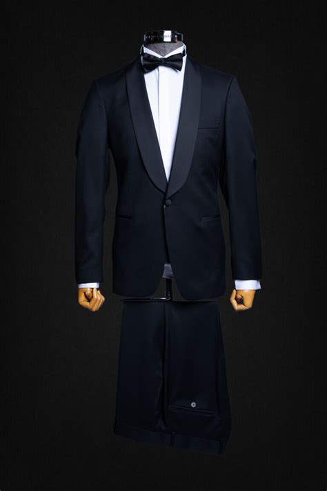 TUXEDO SUIT BLACK SHAWL LAPEL ORANGESQUARE