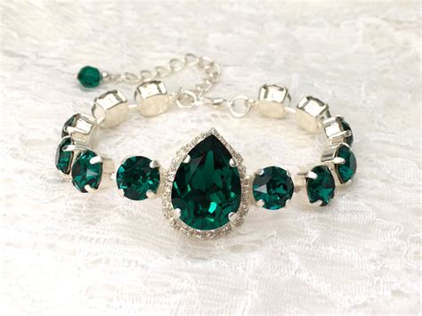 Emerald Bracelet Emerald Green Teardrop Emerald Wedding Green