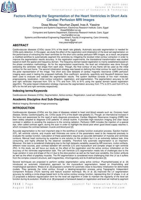 Pdf Factors Affecting The Segmentation Of The Heart Ventricles In