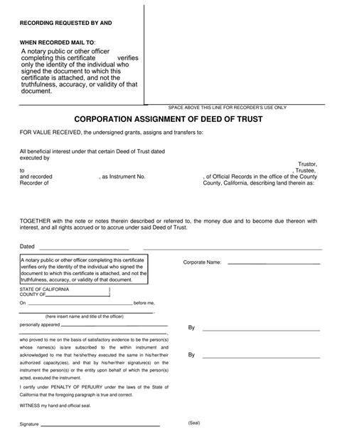 County Of Riverside California Corporation Assignment Of Deed Of Trust