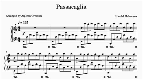 Passacaglia Georg Friedrich H Ndel Piano Sheets Youtube