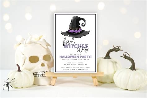 Printed Morticia Halloween Girls Night Out Party Invite Drink Etsy