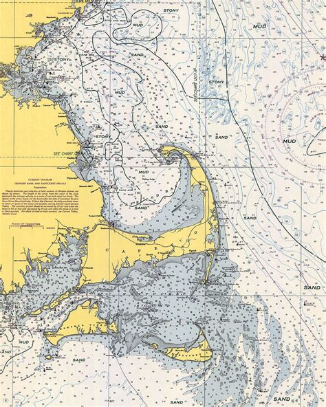 Vintage Cape Cod Massachusetts Nautical Chart 1945v Uscgs Chart 1107 Digital Art By Nautical