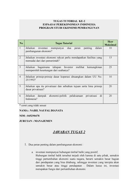 Tugas 2 ESPA 4314 Nabil Naufal Dianata TUGAS TUTORIAL KE 2 ESPA4314