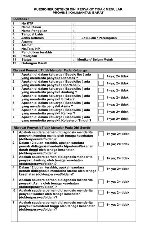 Kuisioner Deteksi Dini Ptm Hvs Gsm Folio Bolak Balik