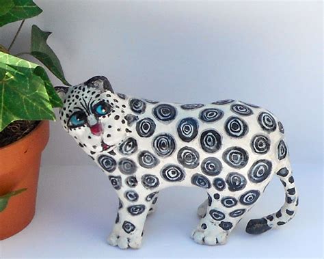 Whimsical Paper Mache Animal Sculptures Lenny the Snow